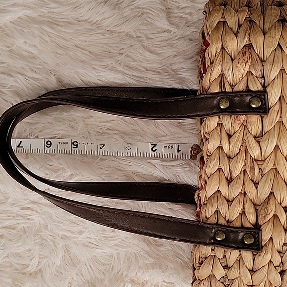 Natural Life Woven Rattan Mini Tote Purse Bag Floral Embroidered Accents EUC - Picture 8 of 12